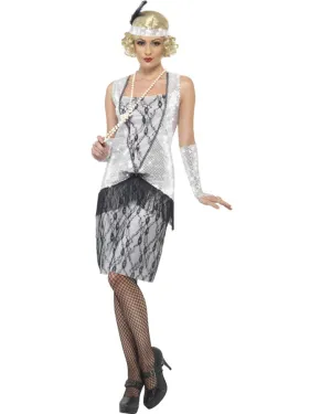 20s Silver Flapper Womens Costume