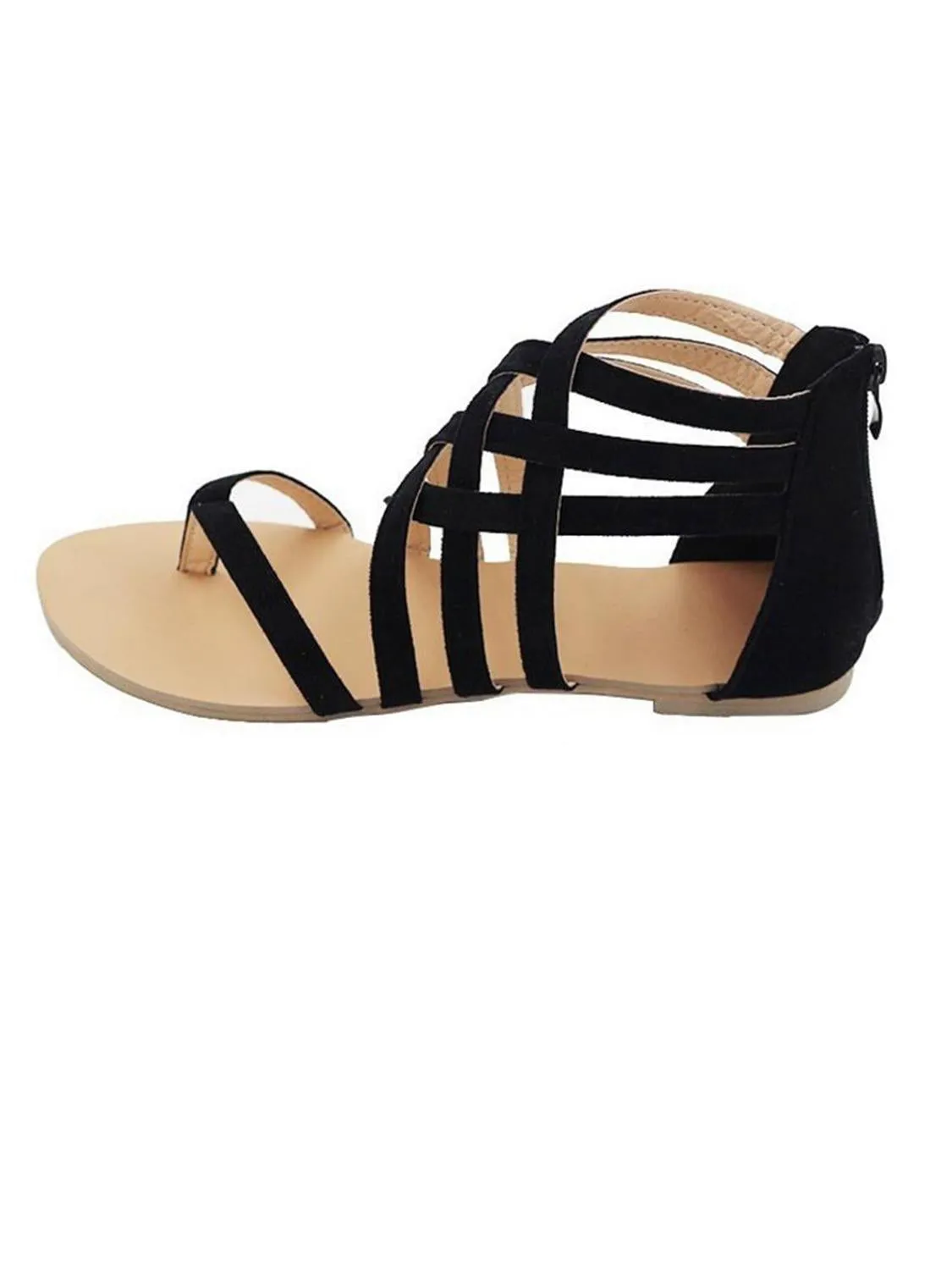 Amozae-Solid Lace-up Front Sandals