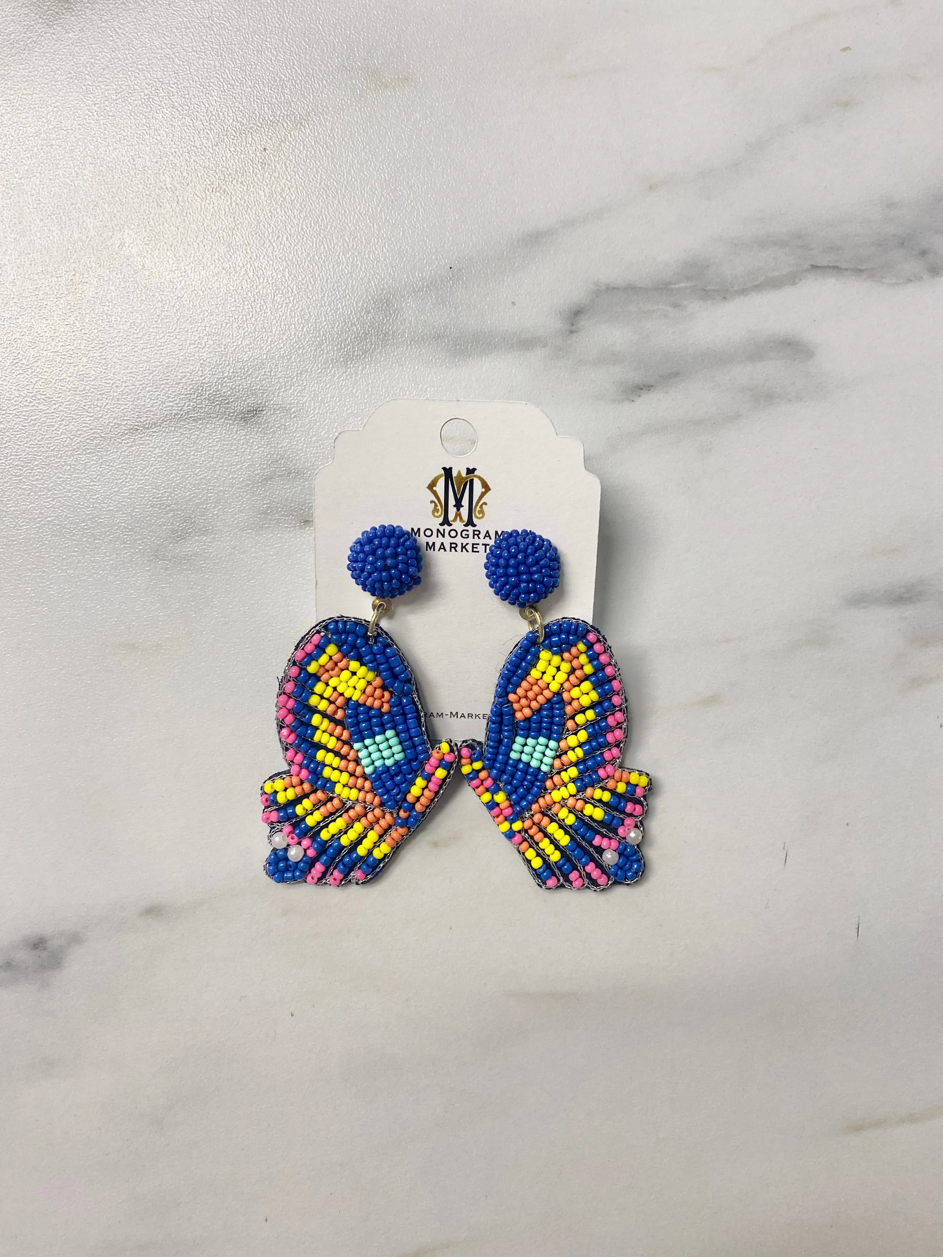 Beaded Earrings, Butterfly Wings