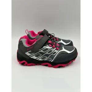 Big Kid Size 3.5, Gray Low Top Hikers w/ Silver & Pink Accents and Rugged Tread