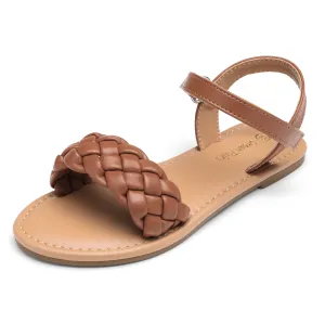 Braided Brown Girls Sandals - Dream Pairs Open Toe Summer Shoes Size 4