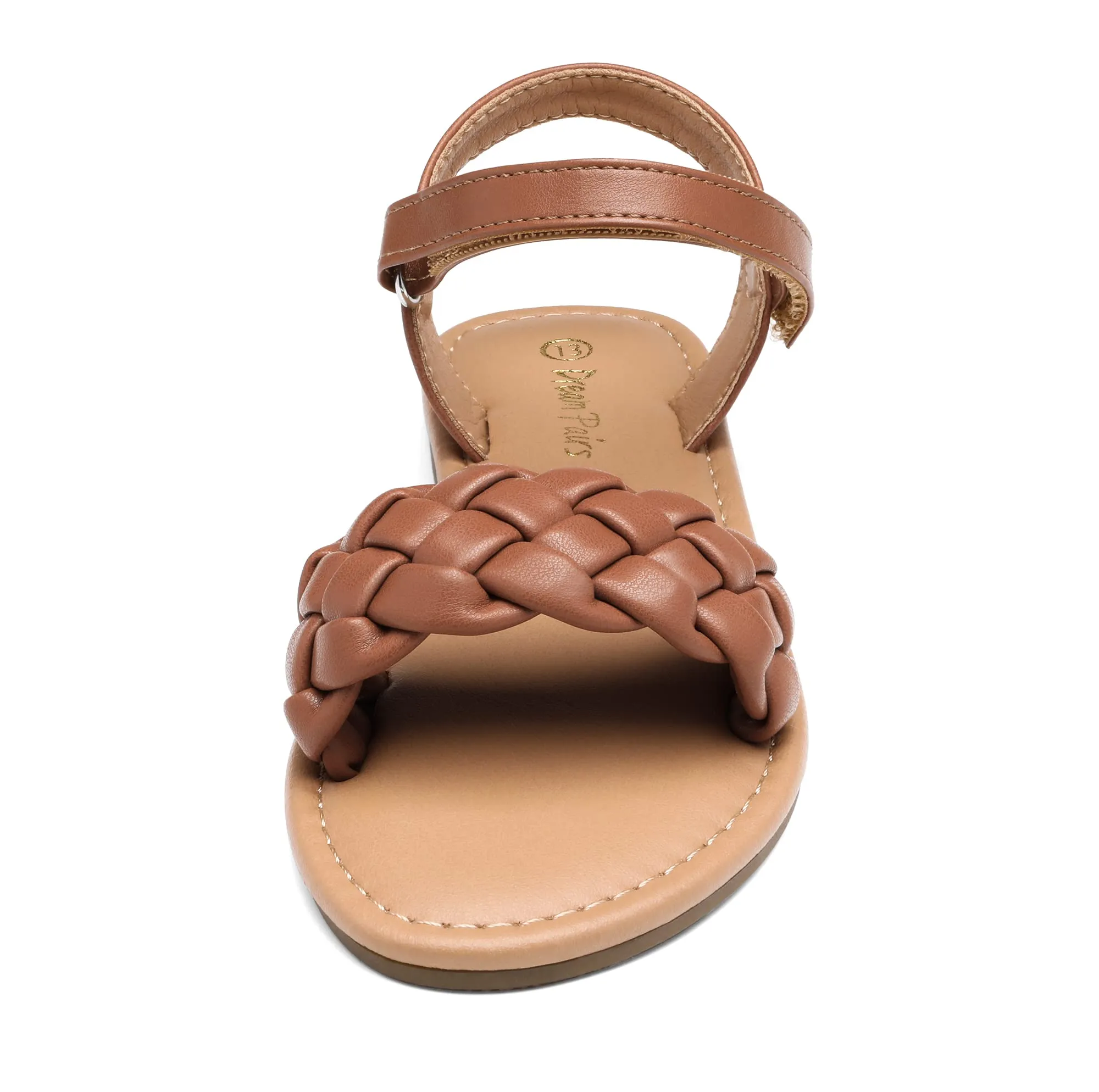 Braided Brown Girls Sandals - Dream Pairs Open Toe Summer Shoes Size 4