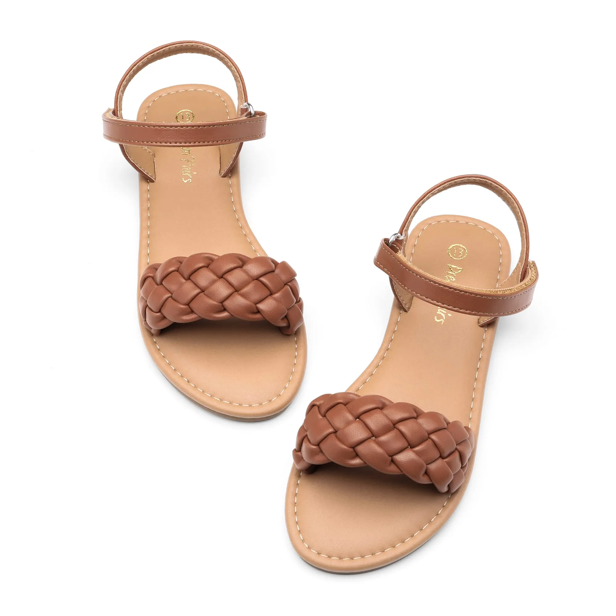 Braided Brown Girls Sandals - Dream Pairs Open Toe Summer Shoes Size 4