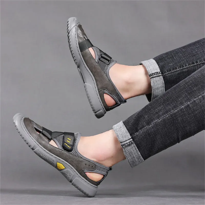 Breathable Closed Toe Hollow Out Middle-aged Men's Sandals