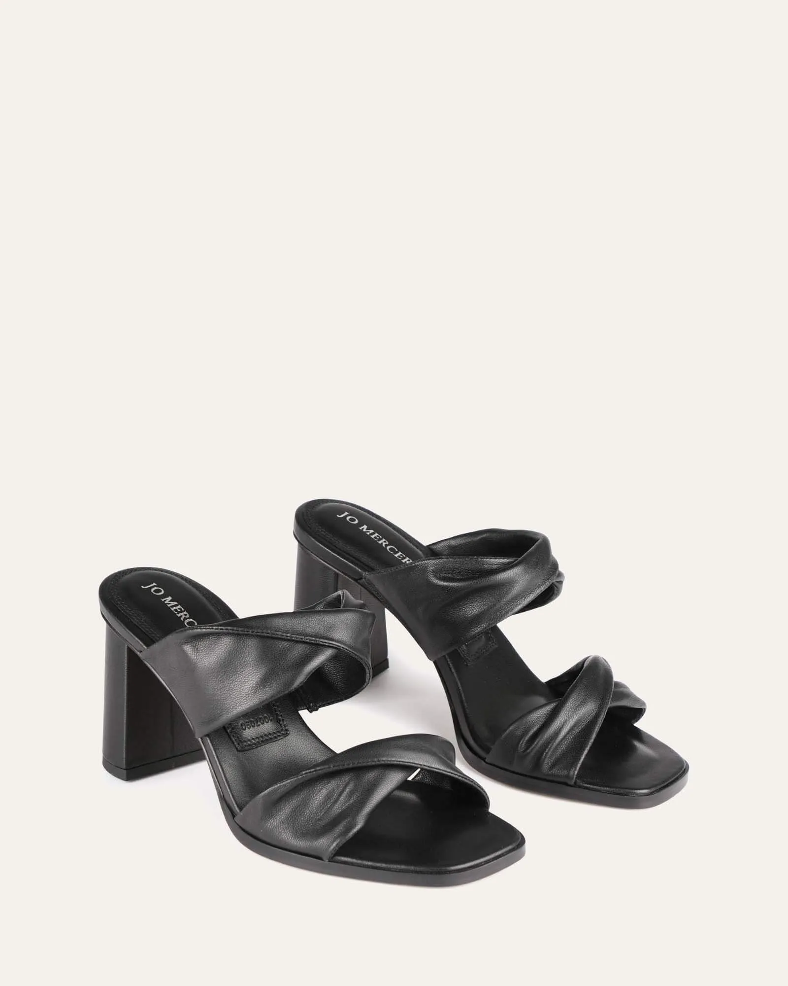 CAYLIE HIGH HEEL SANDALS BLACK LEATHER