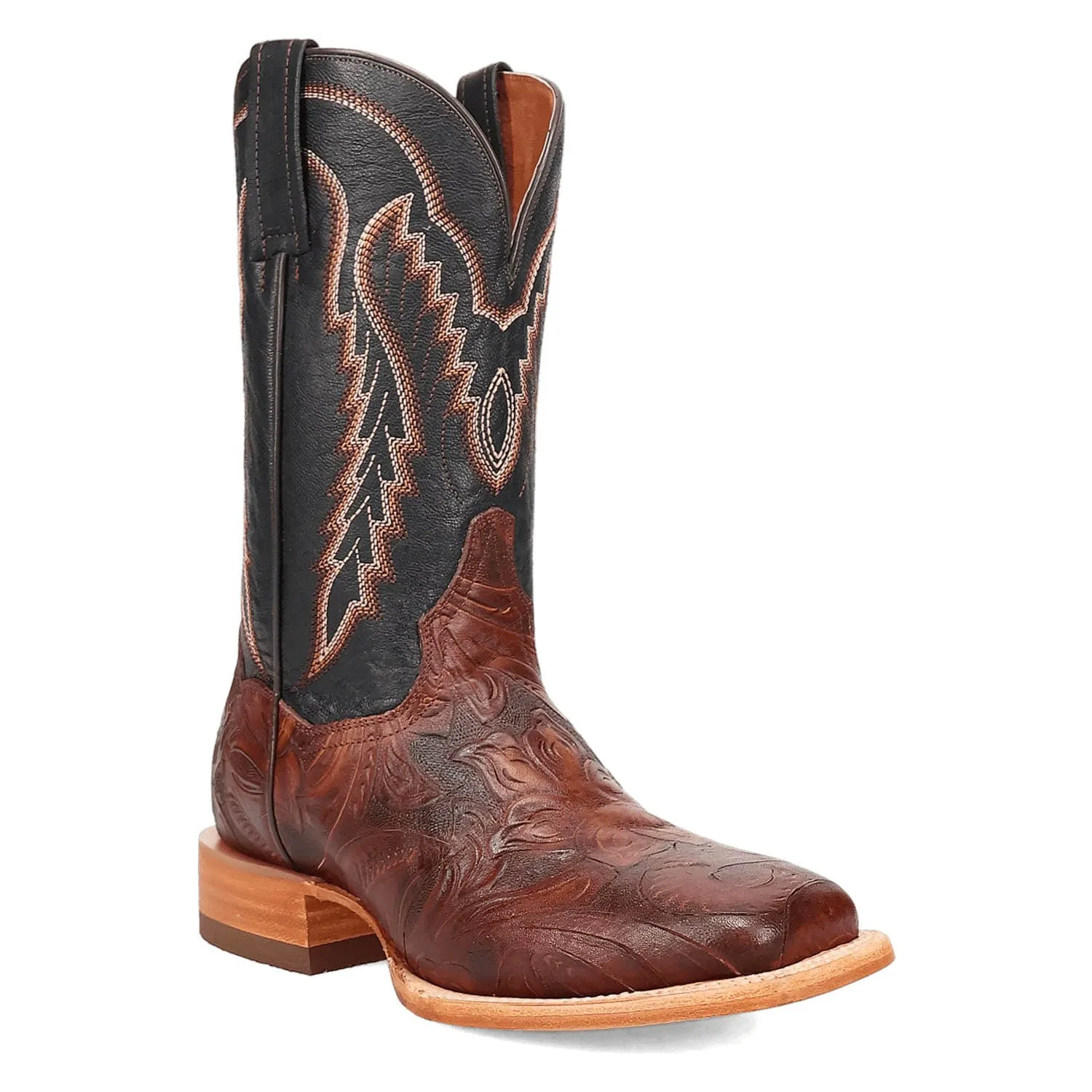 Dan Post Womens Tayla Brown/Black Leather Tooled Cowboy Boots