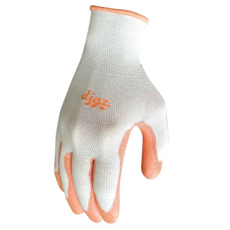 Digz L Polyurethane Coating Stretch Fit Gray/Orange Gardening Gloves