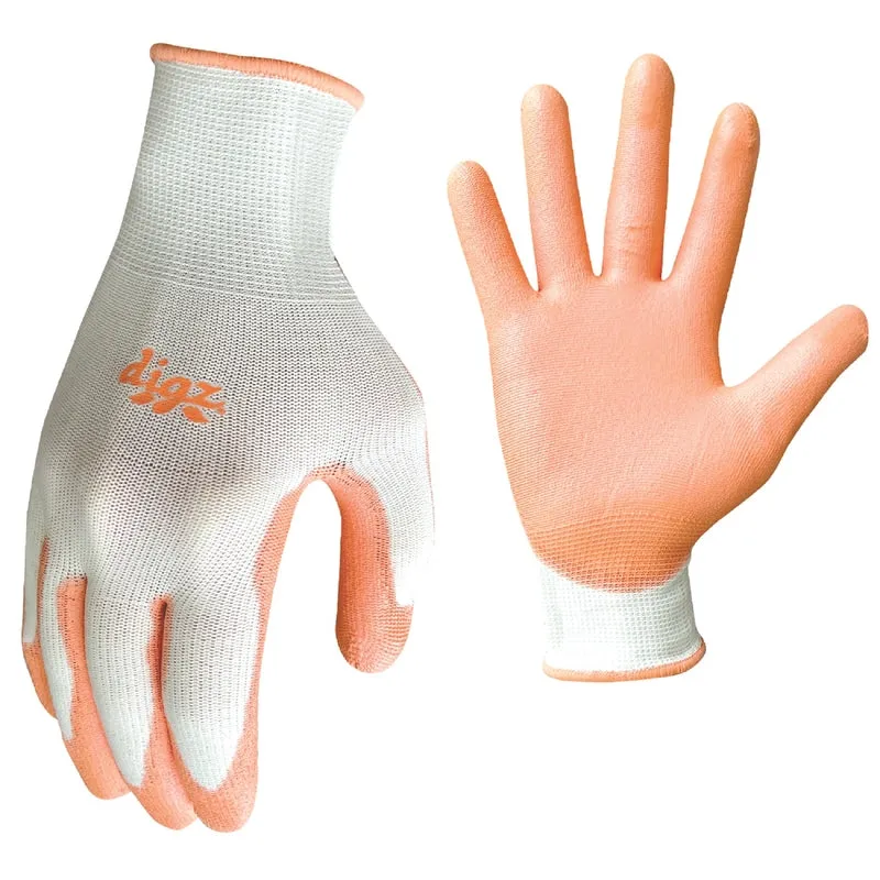 Digz L Polyurethane Coating Stretch Fit Gray/Orange Gardening Gloves