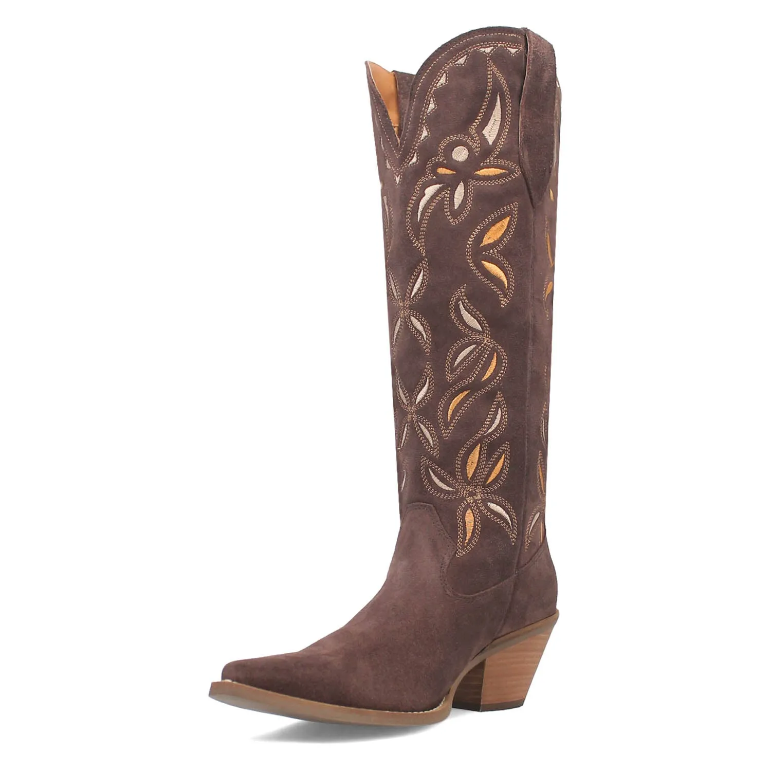 Dingo Womens Bandelera Brown Suede Cowboy Boots