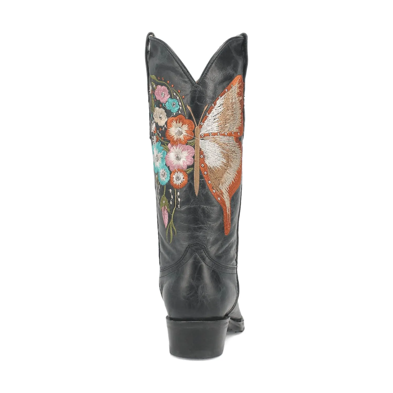 Dingo Womens Duchess Butterfly Black Leather Cowboy Boots