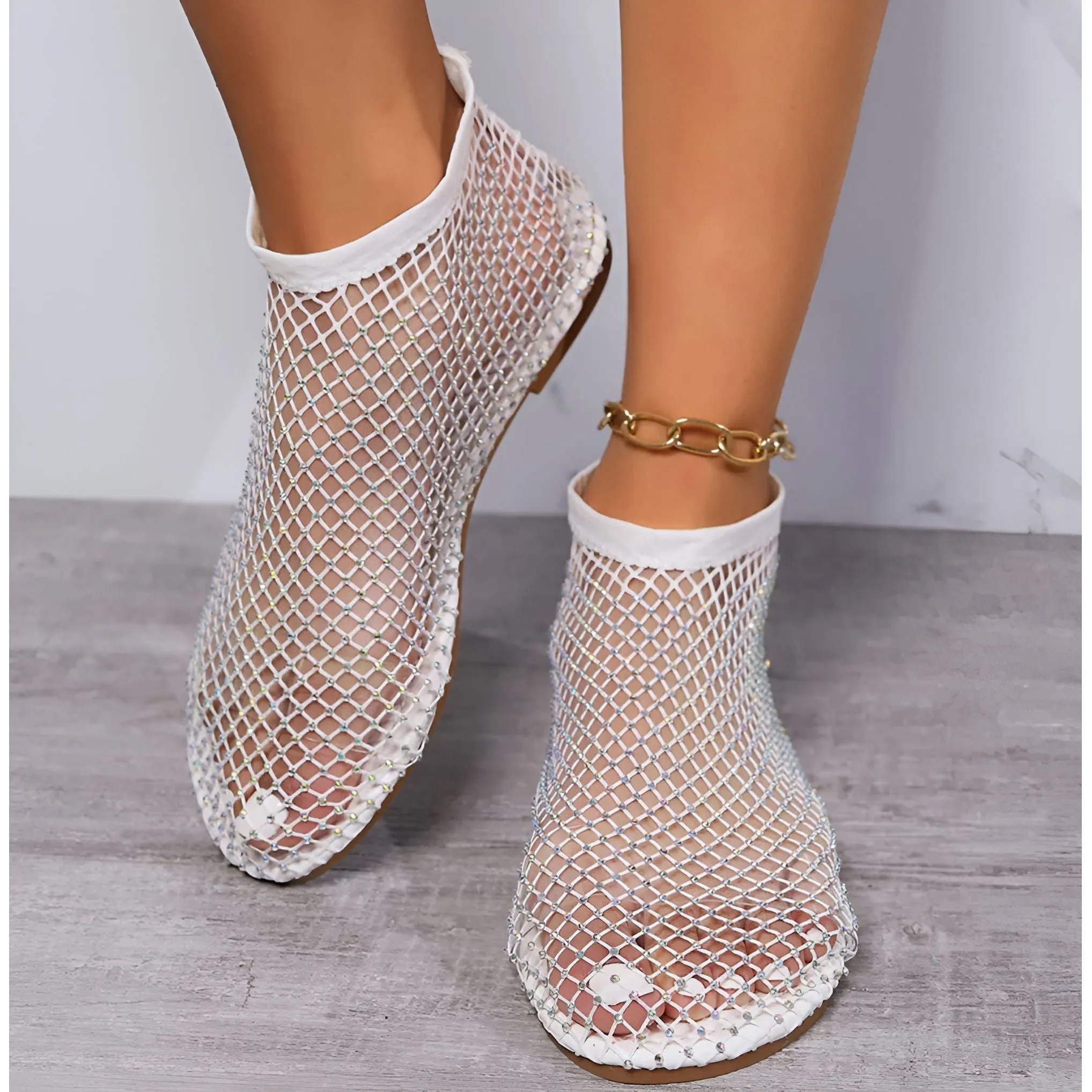 Gemma Mesh Sandals - Elegante und Atmungsaktive Sommersandalen mit Diamant-Luxus