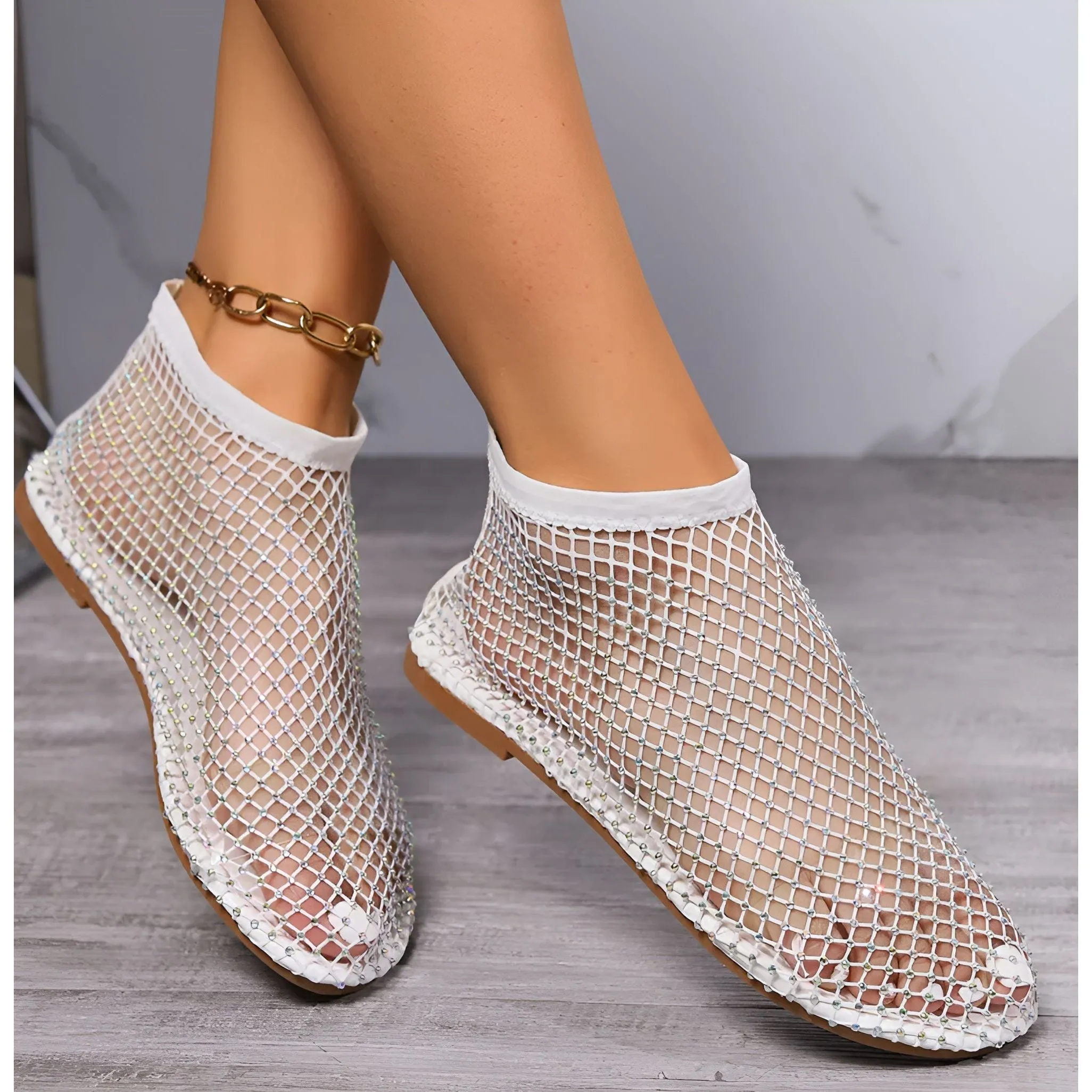 Gemma Mesh Sandals - Elegante und Atmungsaktive Sommersandalen mit Diamant-Luxus