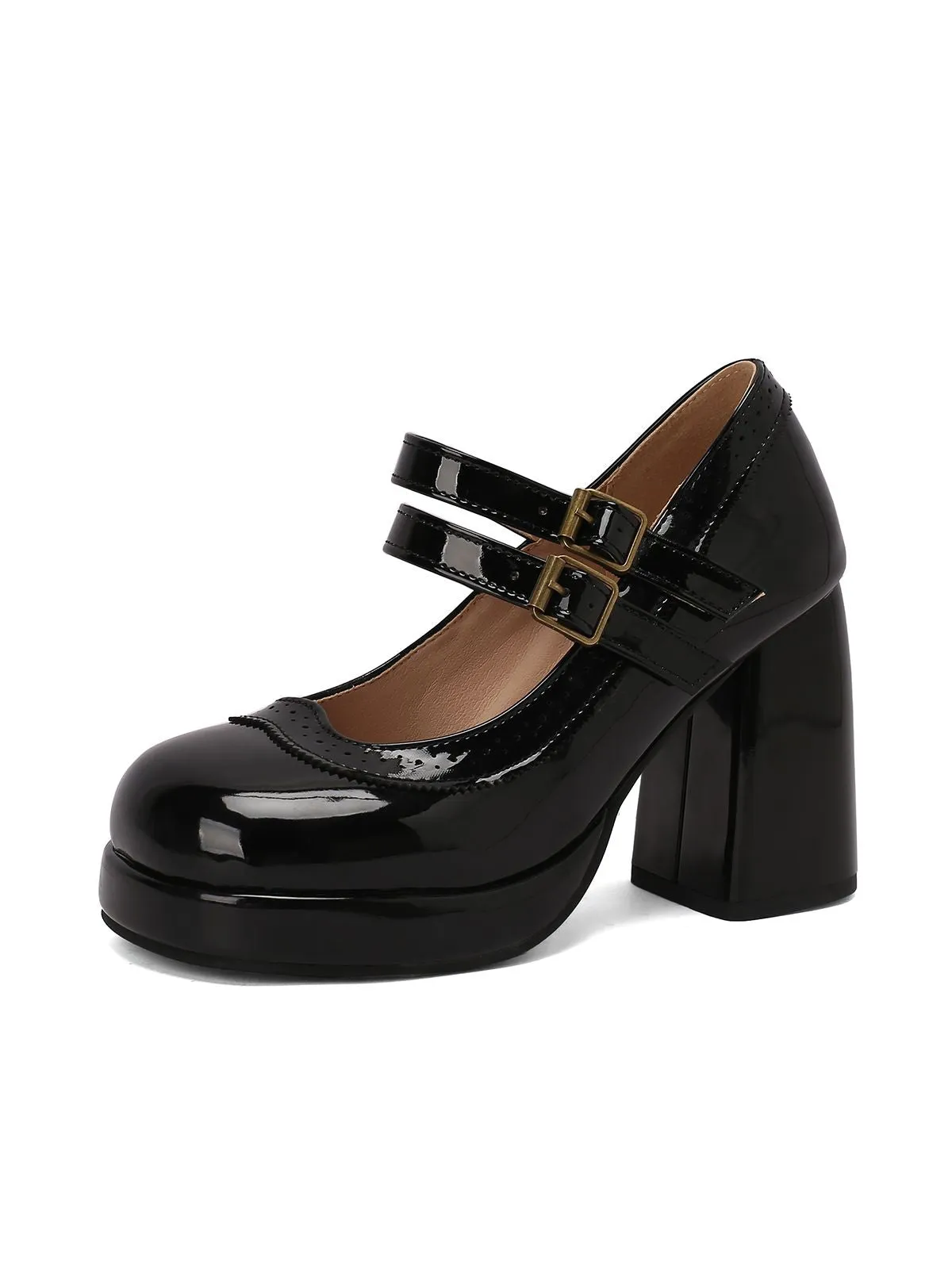 Latest Mary Jane Patent Leather Platform Chuny Heels