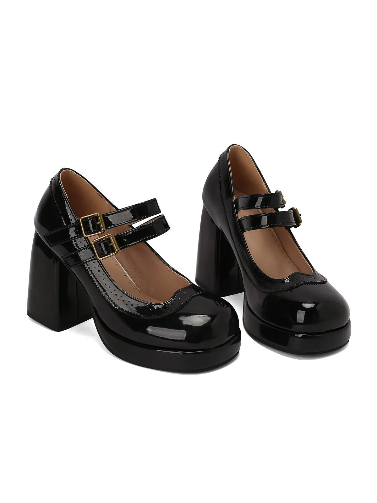 Latest Mary Jane Patent Leather Platform Chuny Heels