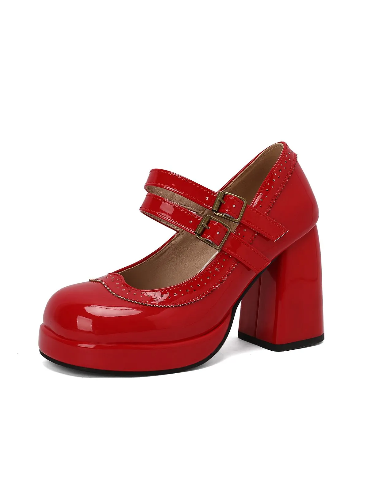 Latest Mary Jane Patent Leather Platform Chuny Heels