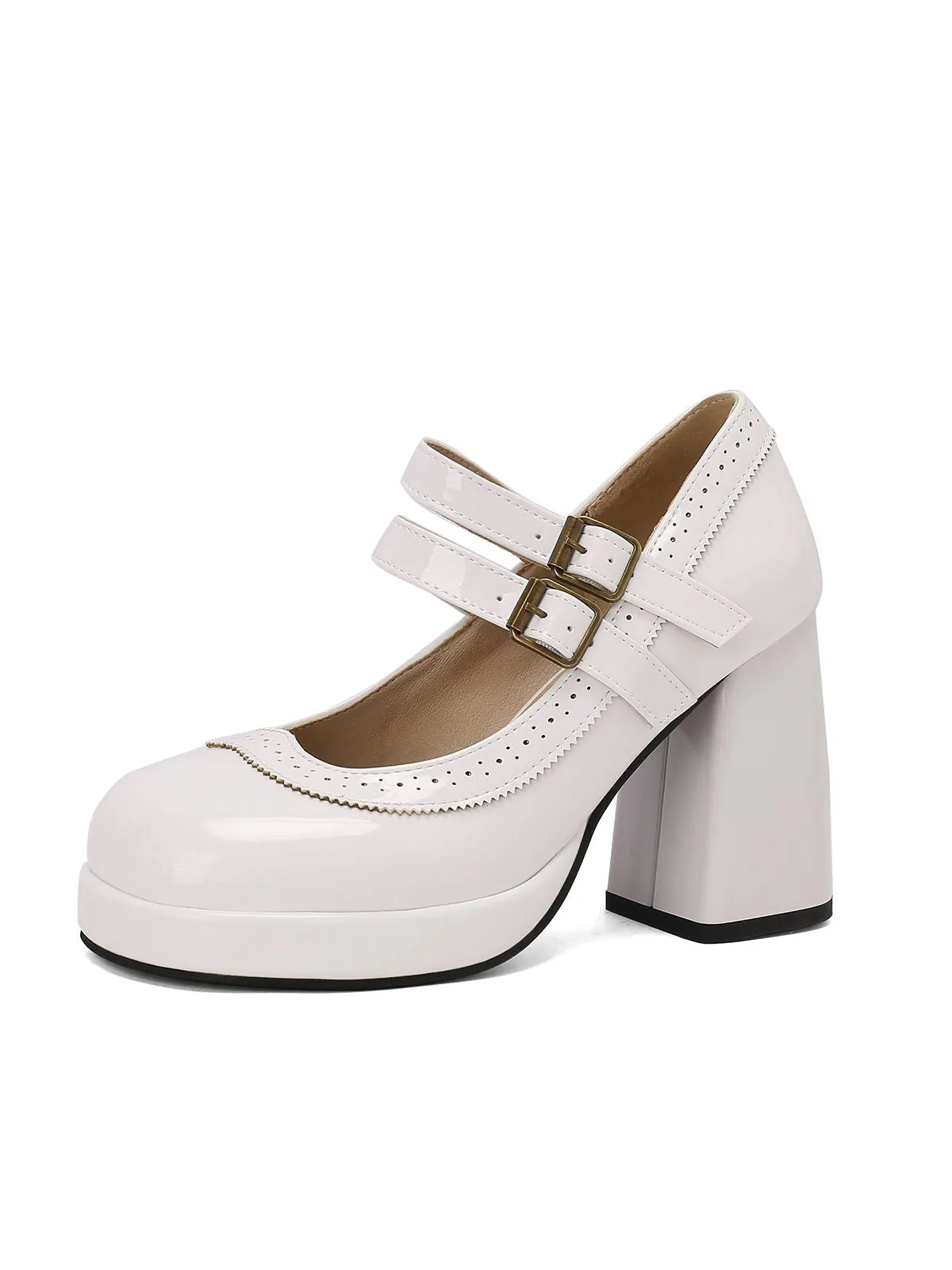 Latest Mary Jane Patent Leather Platform Chuny Heels