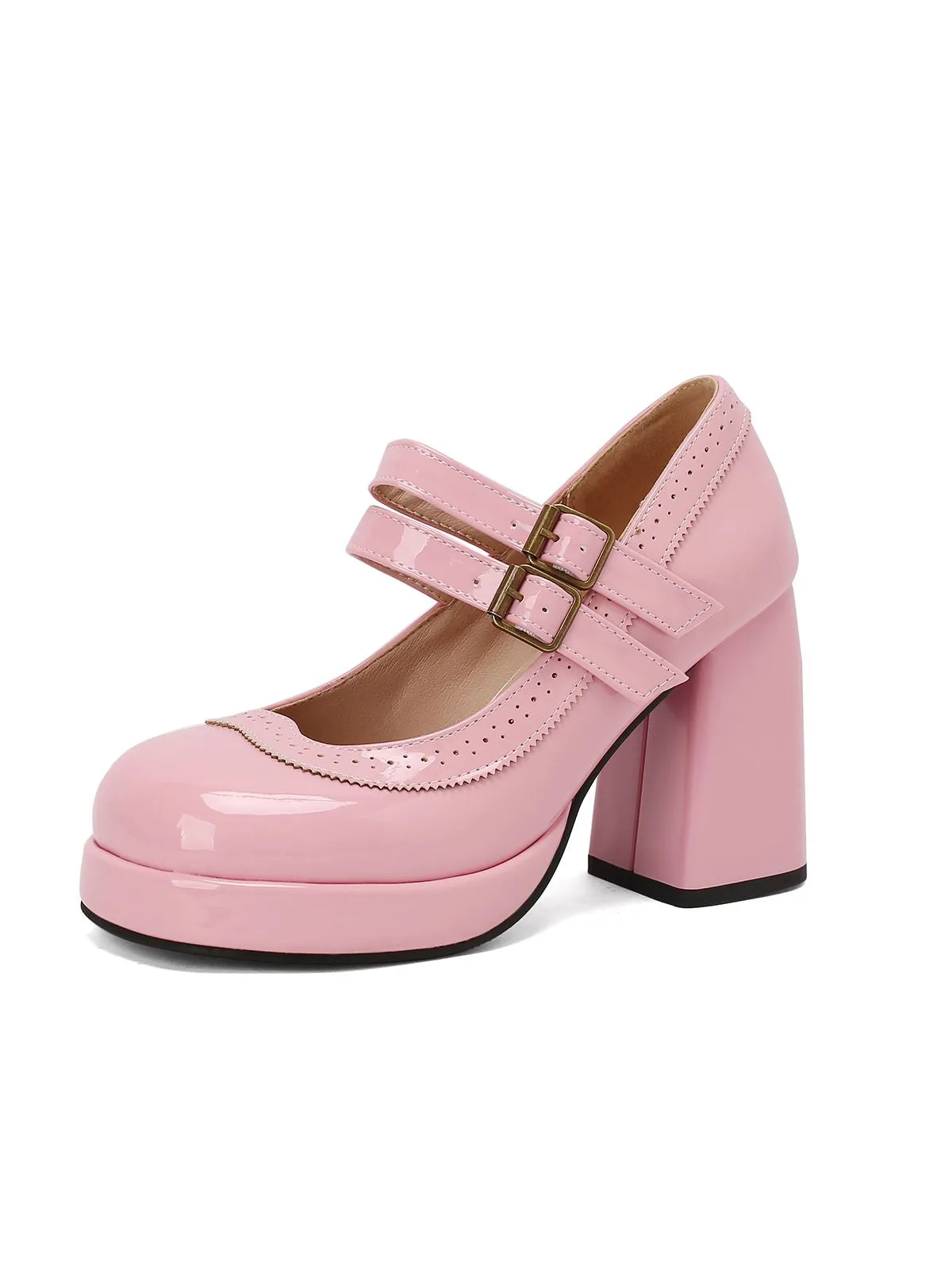 Latest Mary Jane Patent Leather Platform Chuny Heels