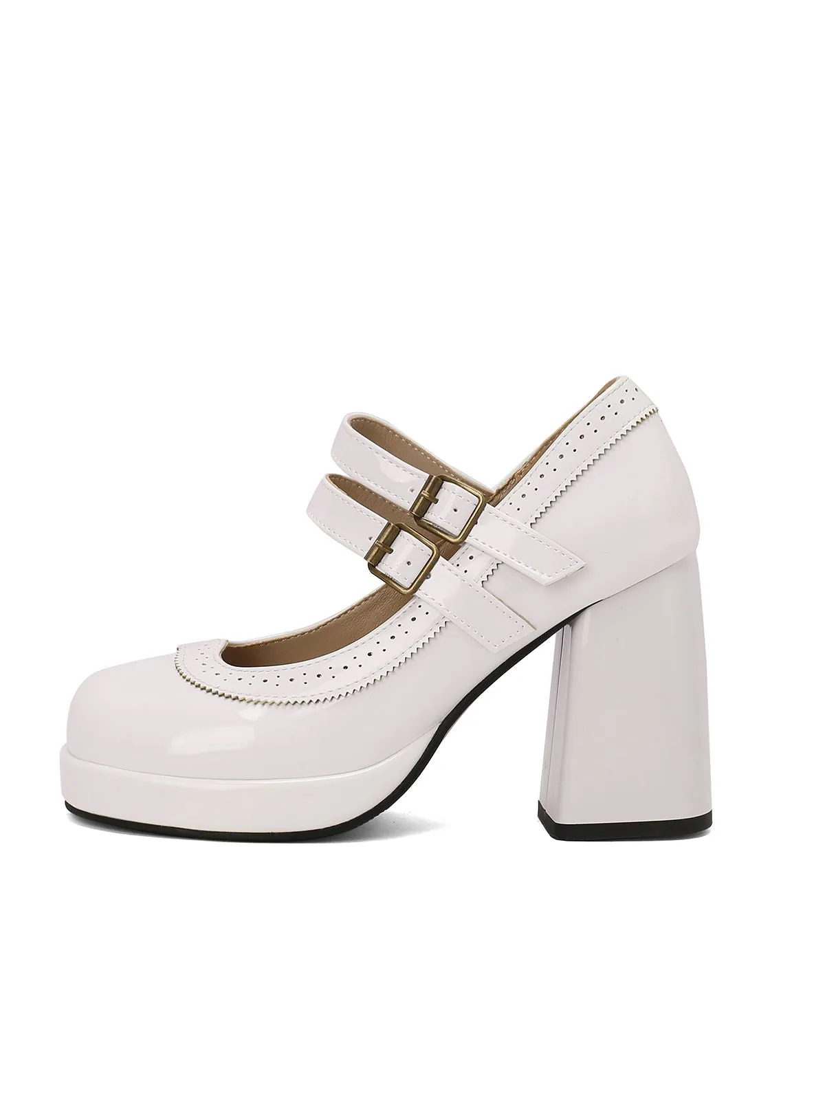 Latest Mary Jane Patent Leather Platform Chuny Heels