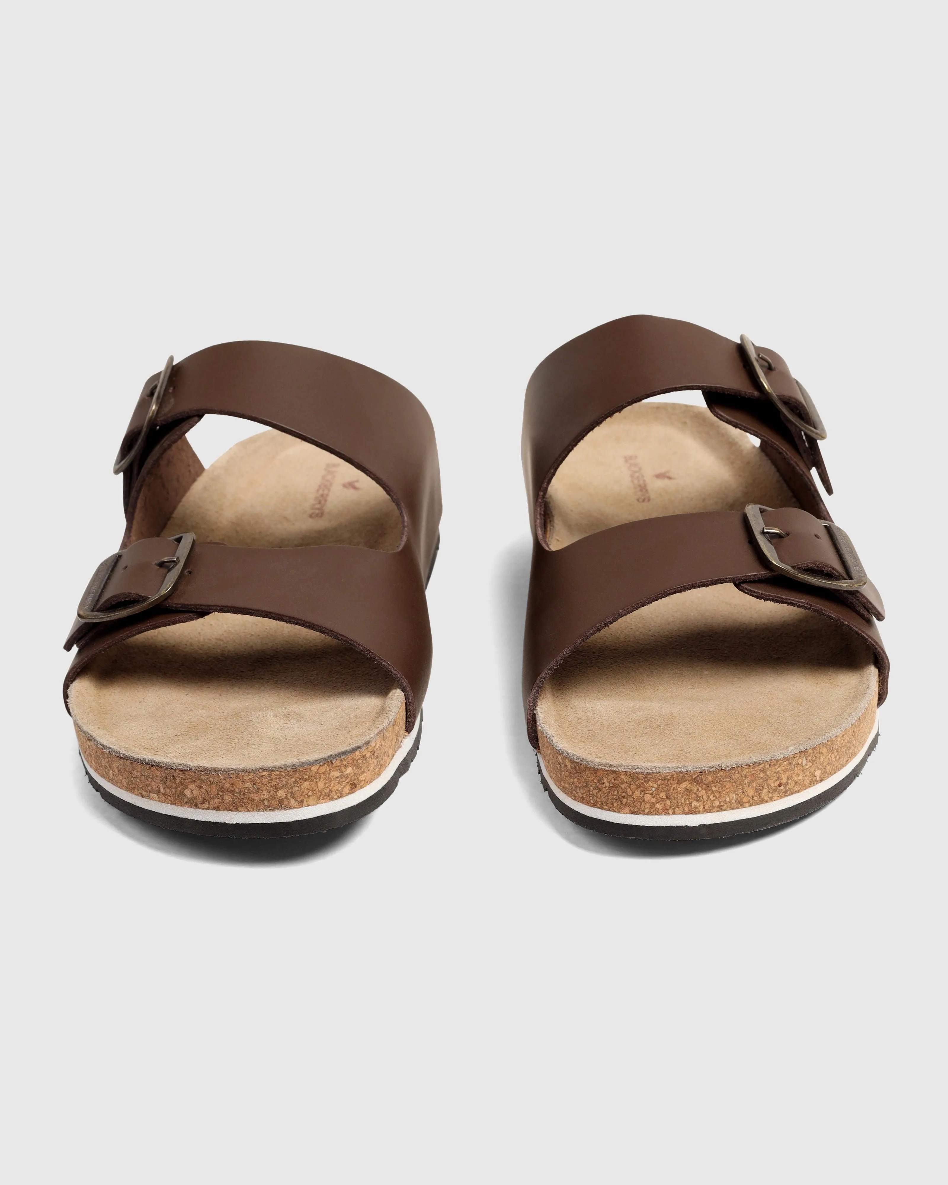 Leather Brown Solid Sandals - Shon