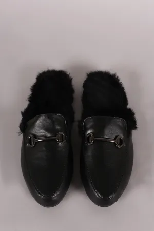 Leather Fur Lined Slip On Loafer