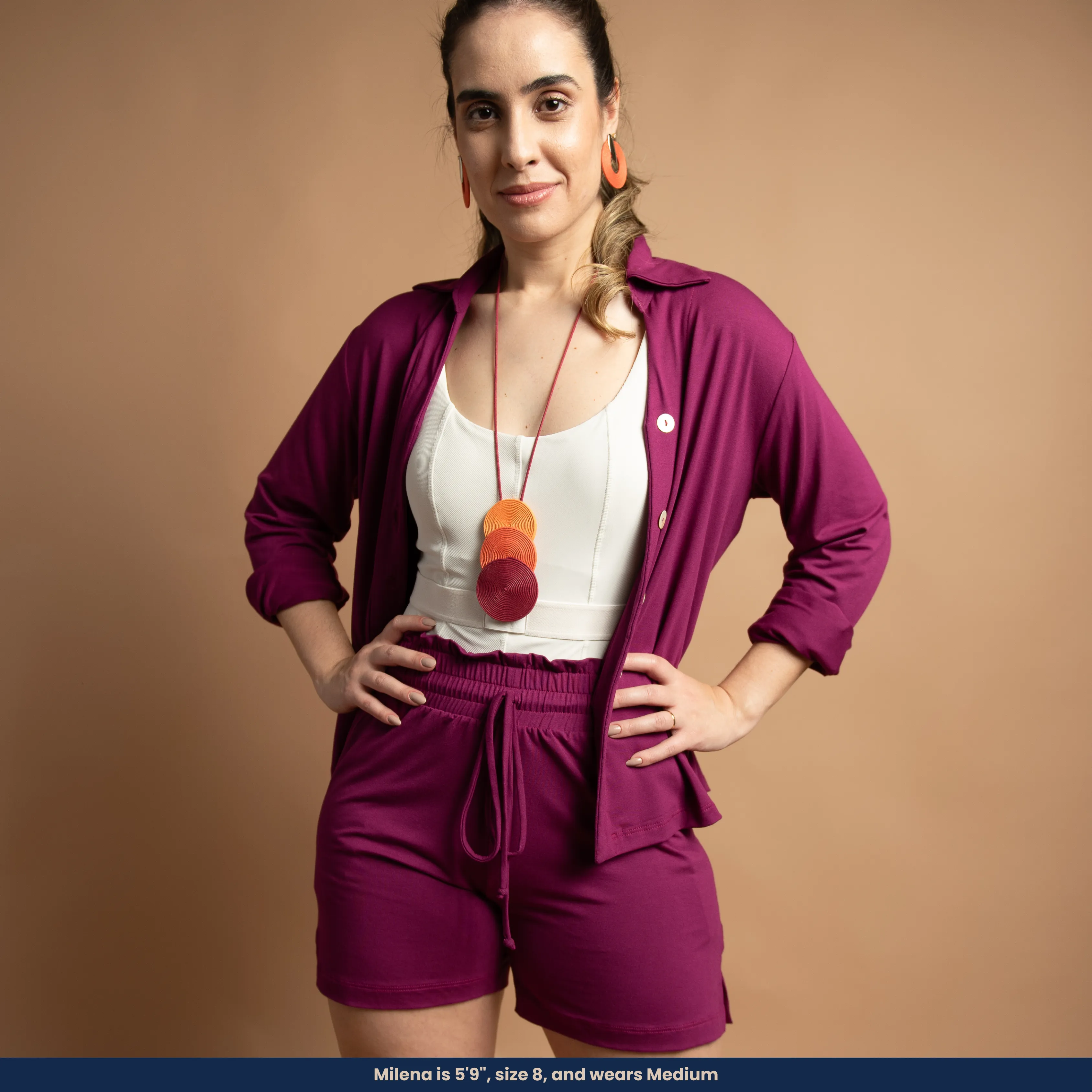 Lena - Button-Up Shirt and Shorts Set (Two-Piece Set)