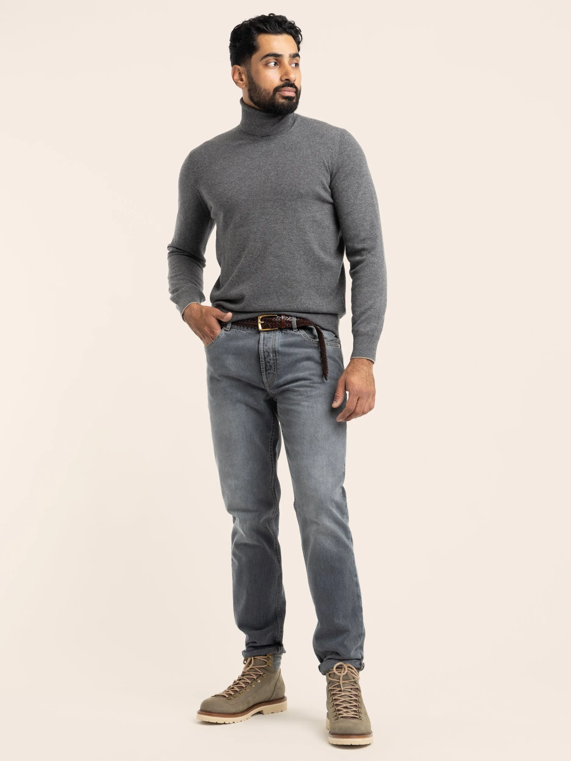 Light Grey Cashmere Rollneck Sweater