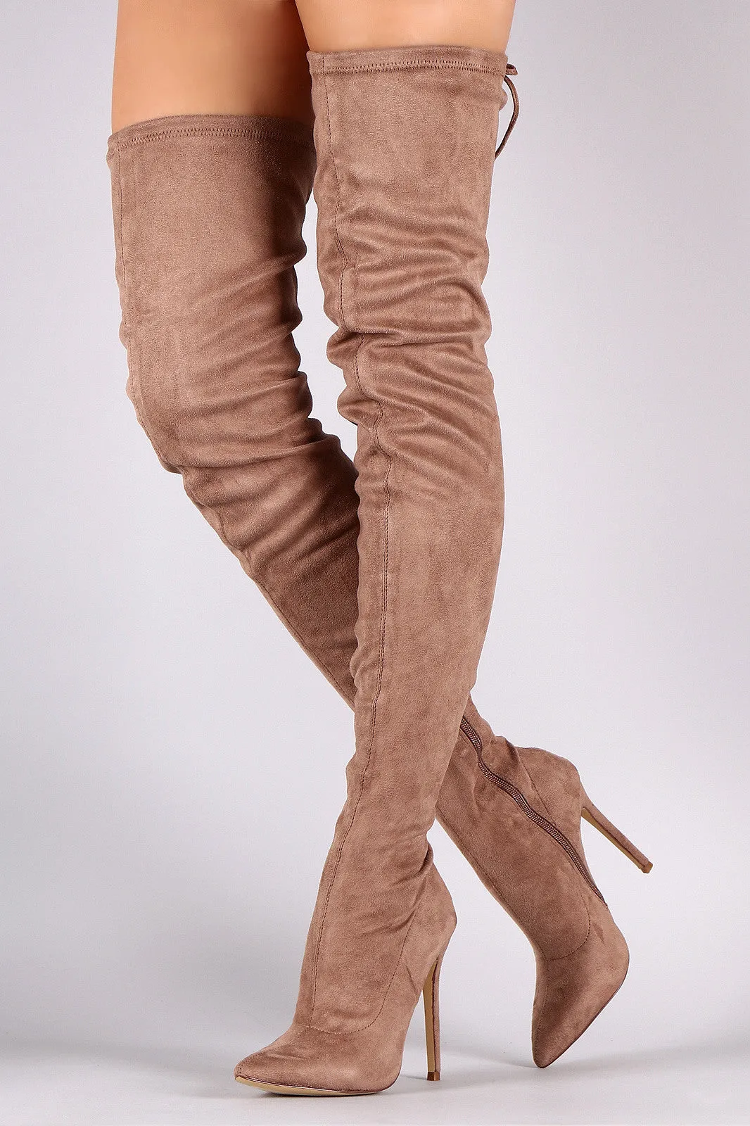 Liliana Suede Over The Knee Pointy Toe Boots