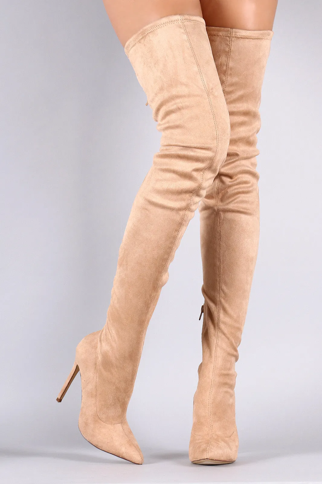 Liliana Suede Over The Knee Pointy Toe Boots