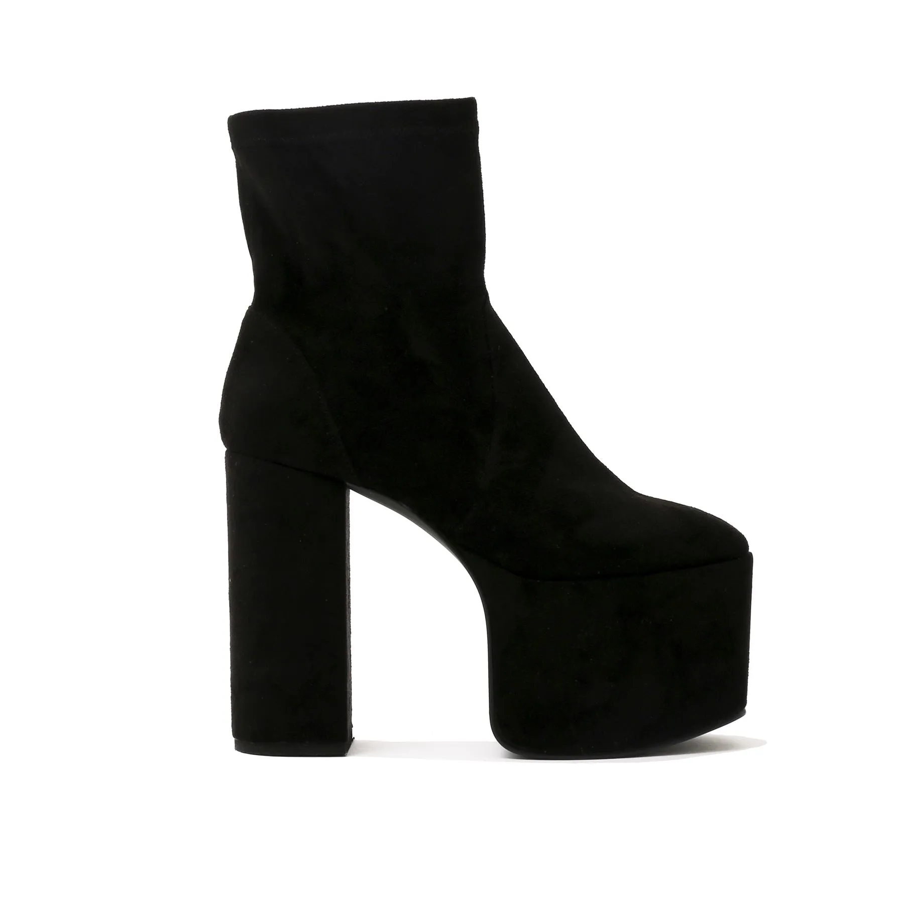 Mayhem Extreme Platform Ankle Boots in Black Faux Suede