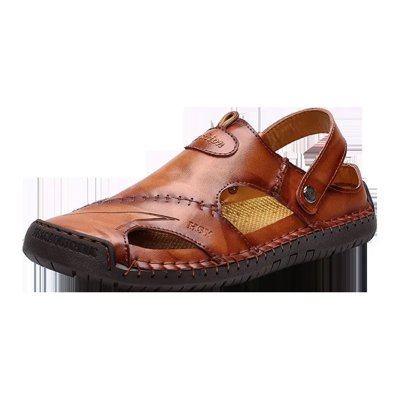 Men Breathable Slingback Leather Sandals