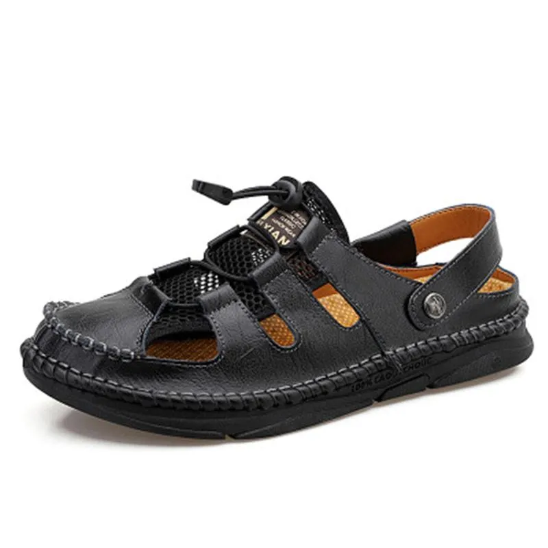 Mens Casual Breathable Stitching Hook Loop Sandals