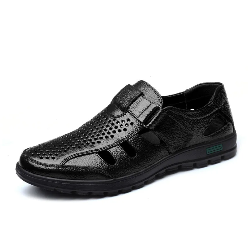 Men's Leather Hollow Breathable Sandals