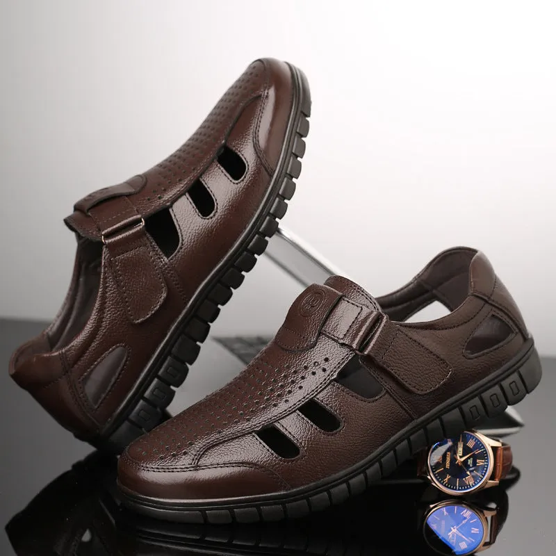 Men's Leather Hollow Breathable Sandals