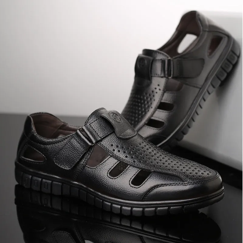 Men's Leather Hollow Breathable Sandals