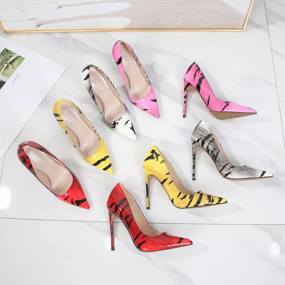 Pre Order:  Tiger Printed Pointed-Toe Stiletto Shoes