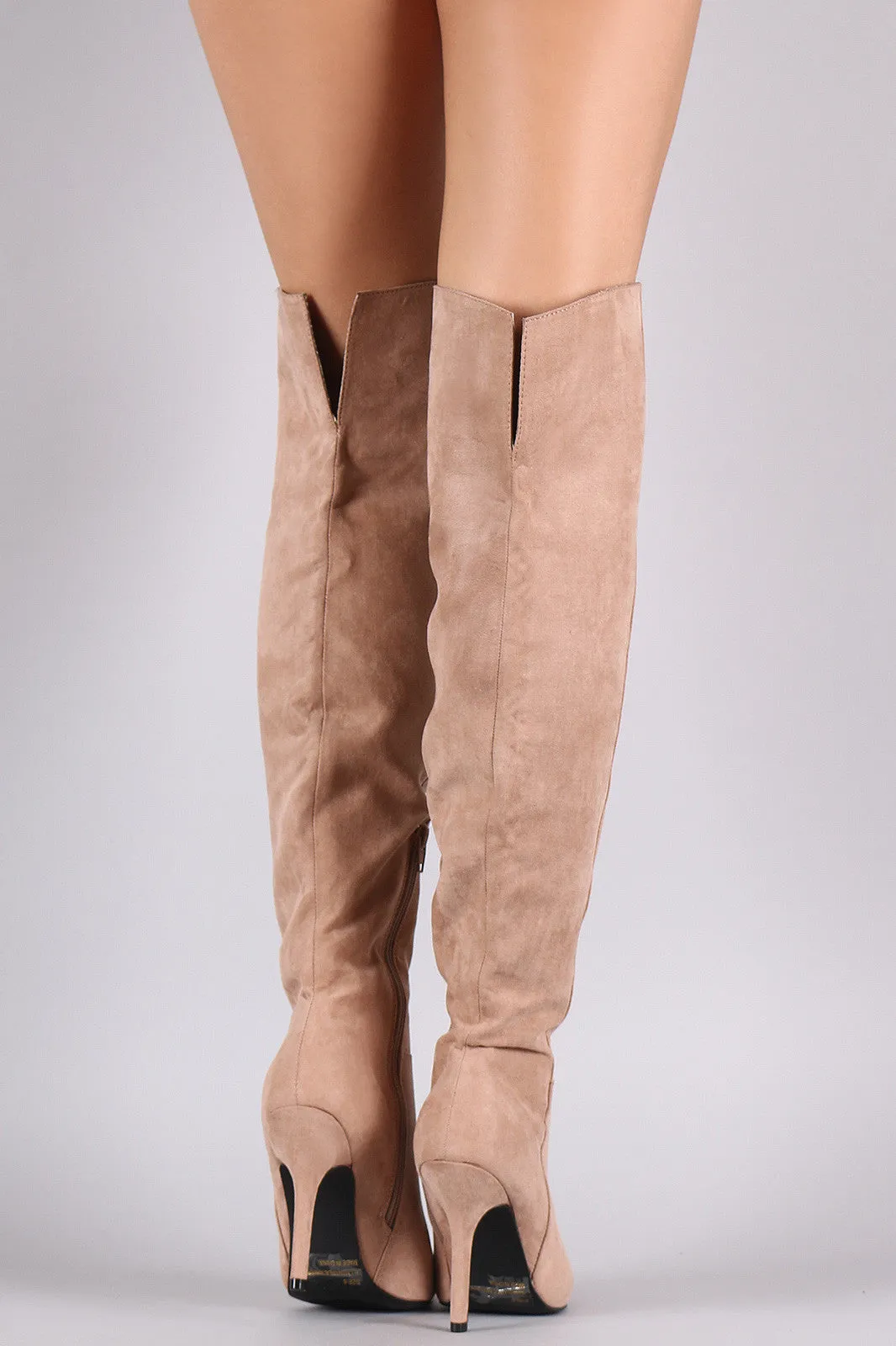 Qui - Pointy Toe Thigh High Stiletto Boots