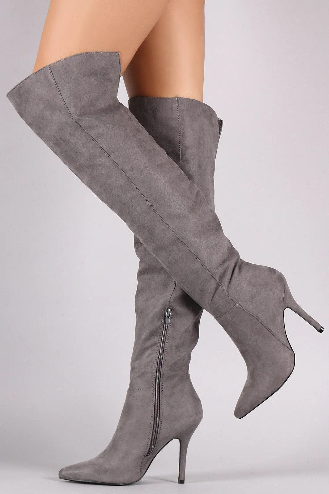 Qui - Pointy Toe Thigh High Stiletto Boots