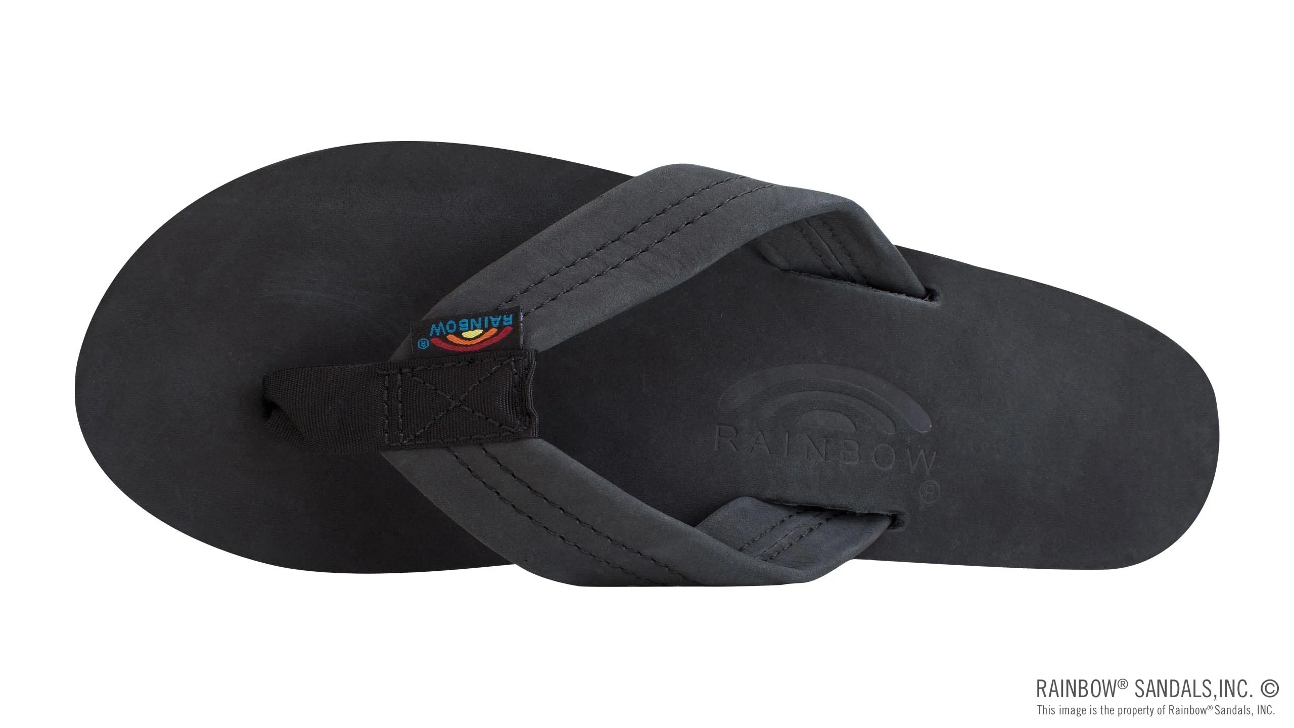 Rainbow Sandals Women's Single Layer Premier Leather w/Arch Support Black, Ladies