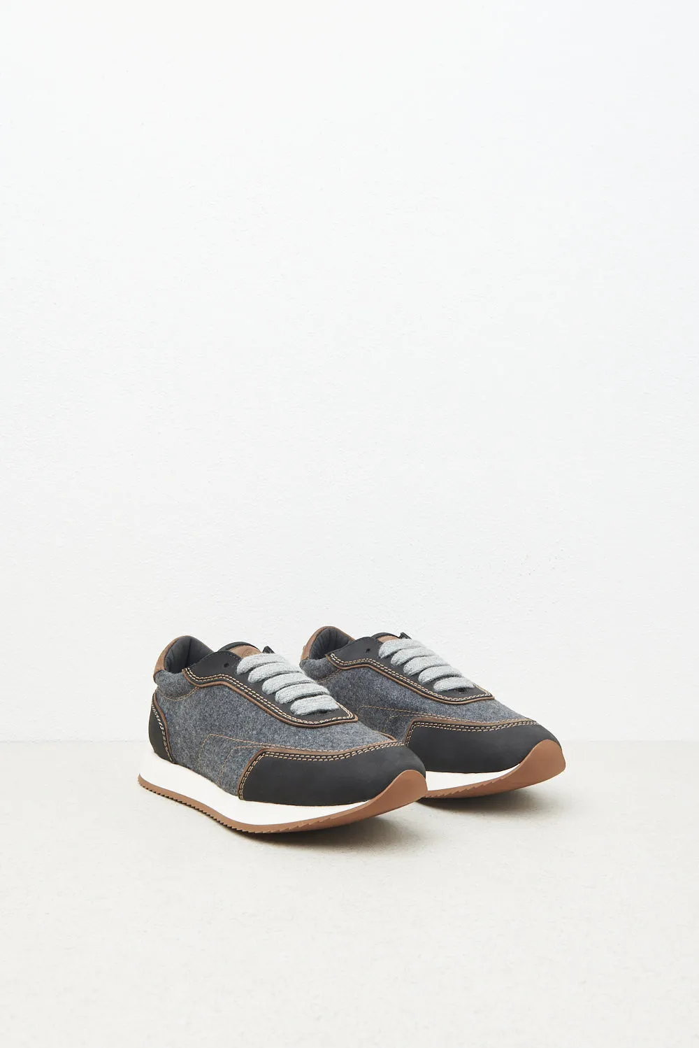 Real leather, felt and wool sneakers