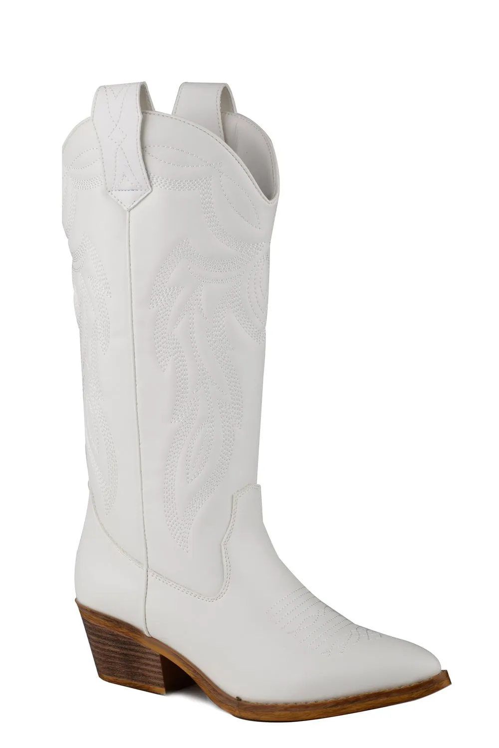 Roper Womens Hattie White Faux Leather Cowboy Boots