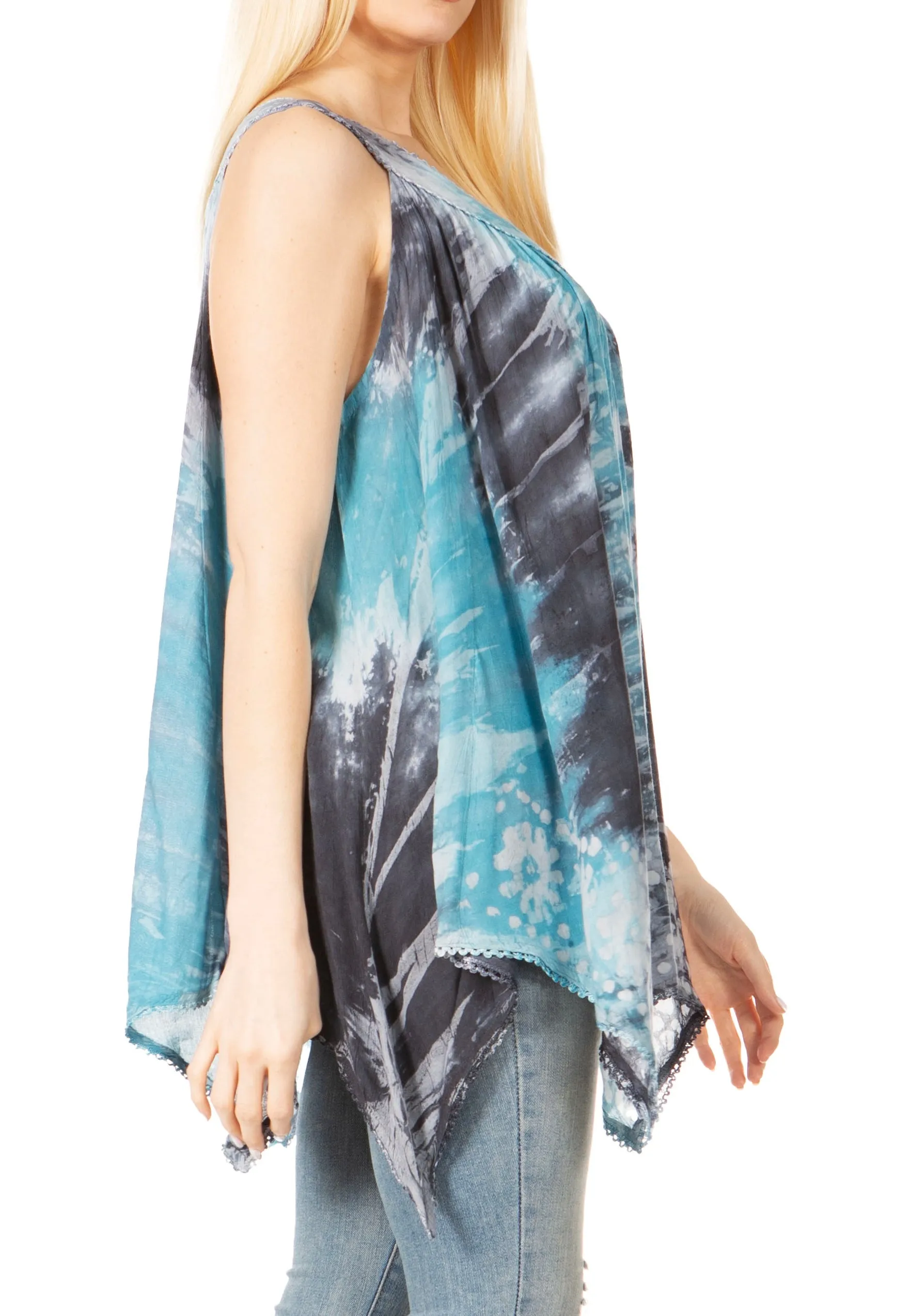 Sakkas Ligia Women's Sleeveless Tie Dye Tank Top: Classic Casual Loose Fit for Summer