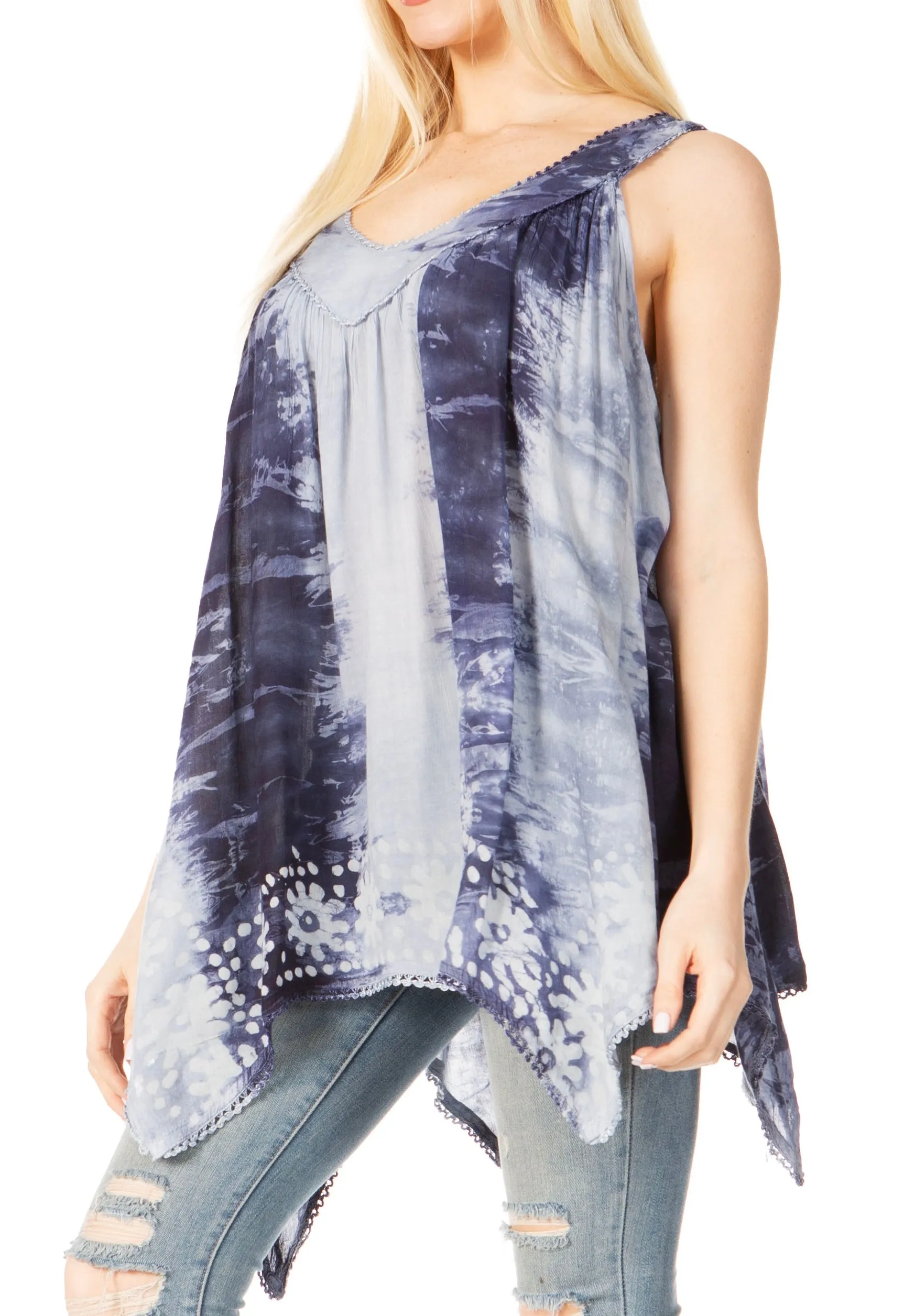 Sakkas Ligia Women's Sleeveless Tie Dye Tank Top: Classic Casual Loose Fit for Summer