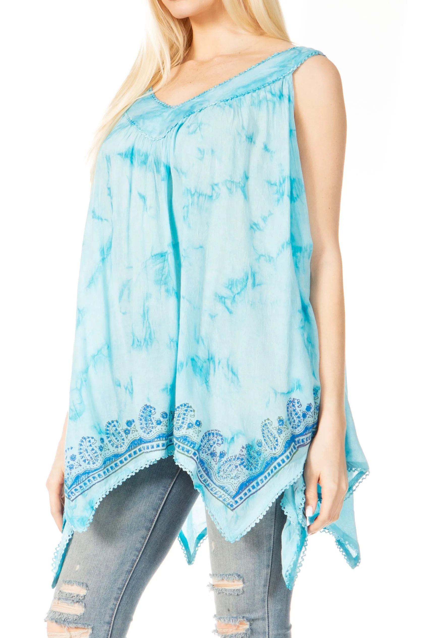 Sakkas Ligia Women's Sleeveless Tie Dye Tank Top: Classic Casual Loose Fit for Summer