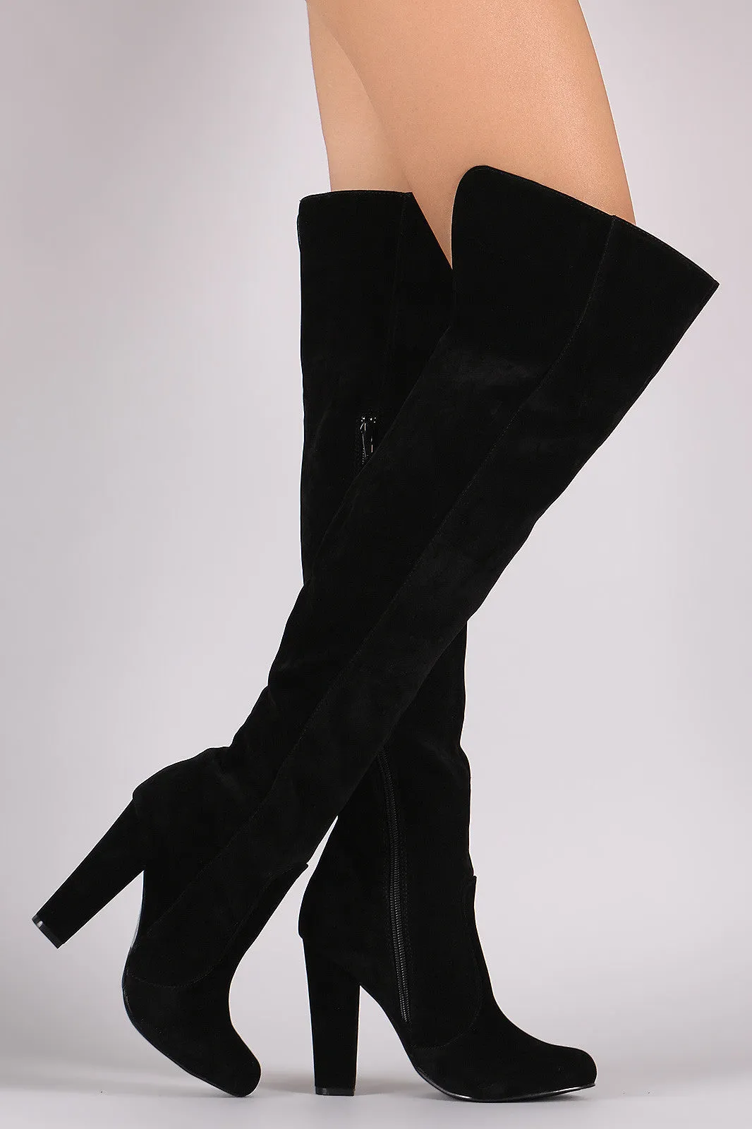 Shoe Republic LA Suede Chunky Heel OTK Boots