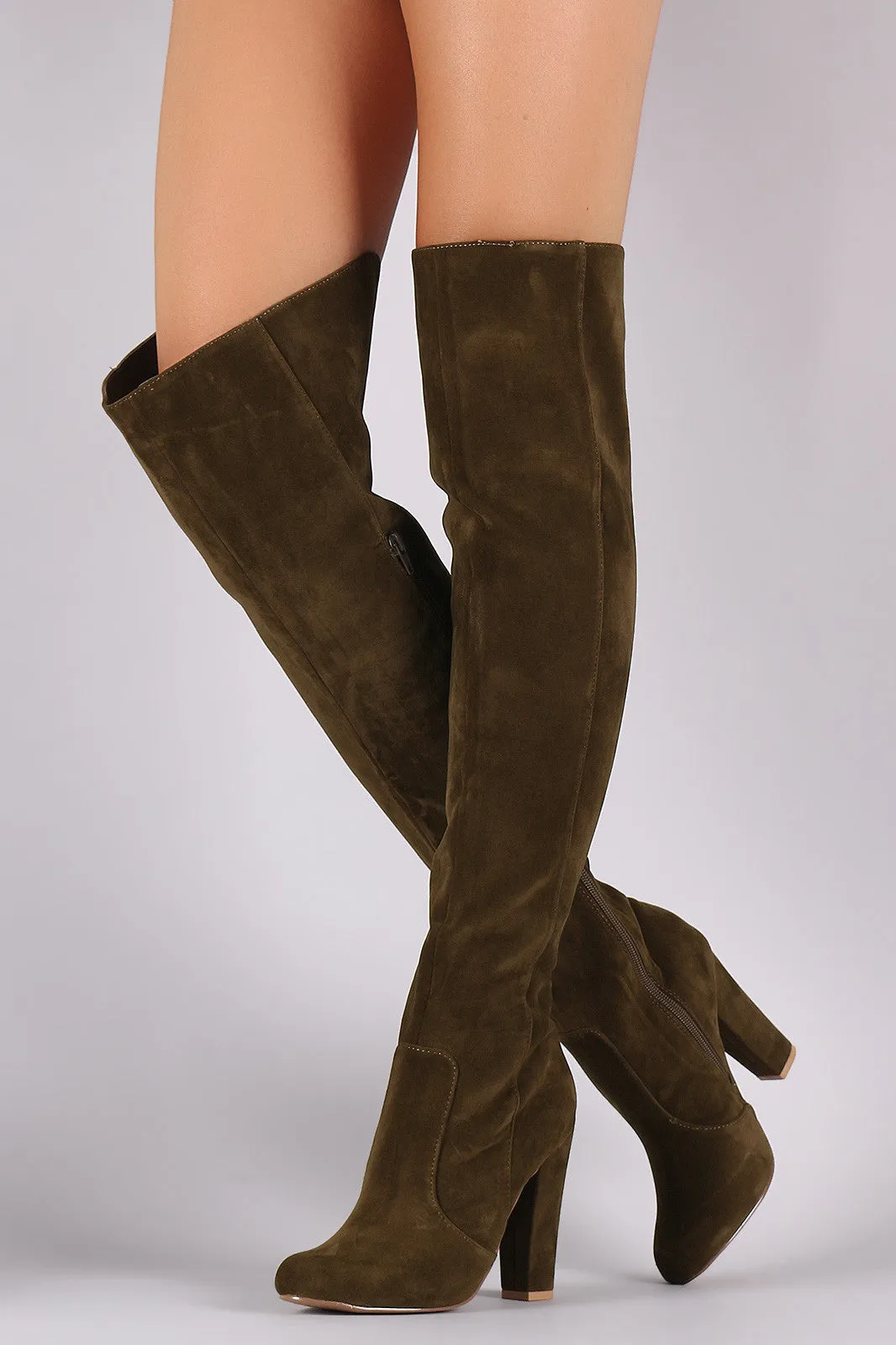 Shoe Republic LA Suede Chunky Heel OTK Boots