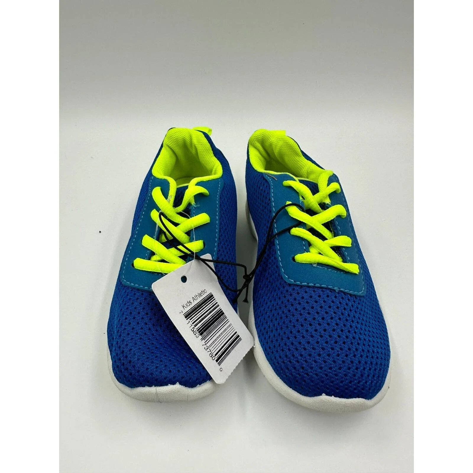 Small Kid size 12 Vibrant Blue Sneakers, with Yellow Laces and White Soles