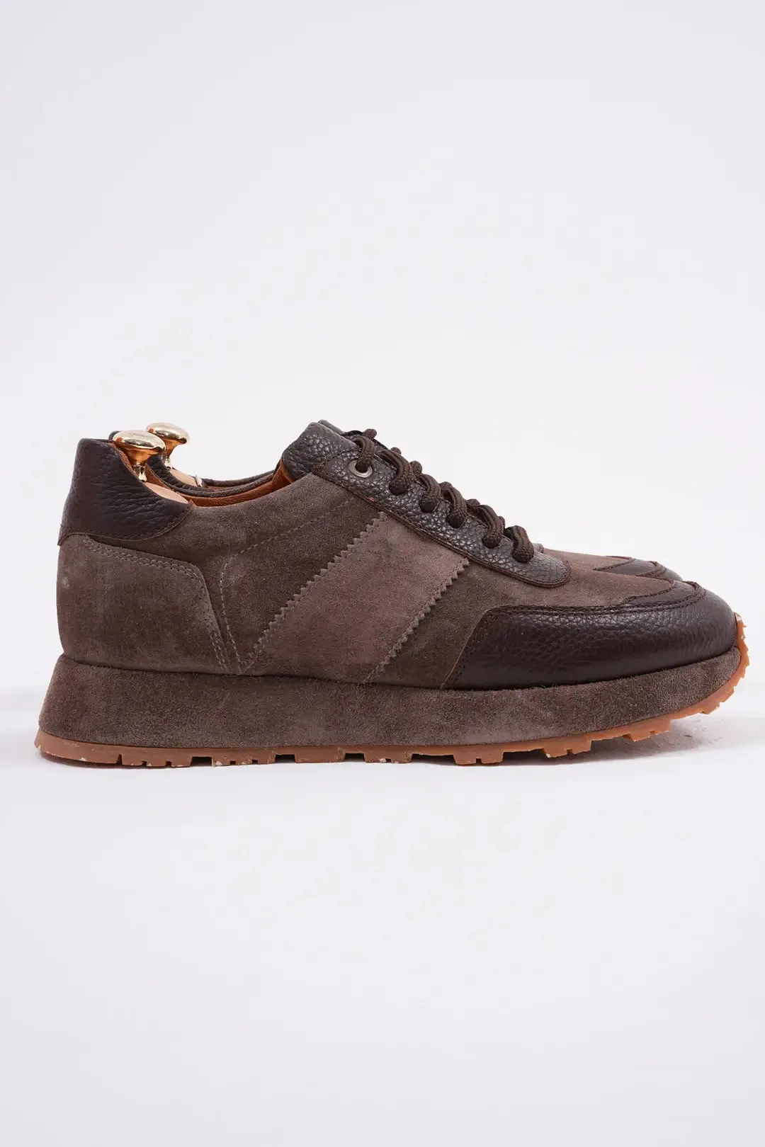 Suede Brown Leather Sneakers.