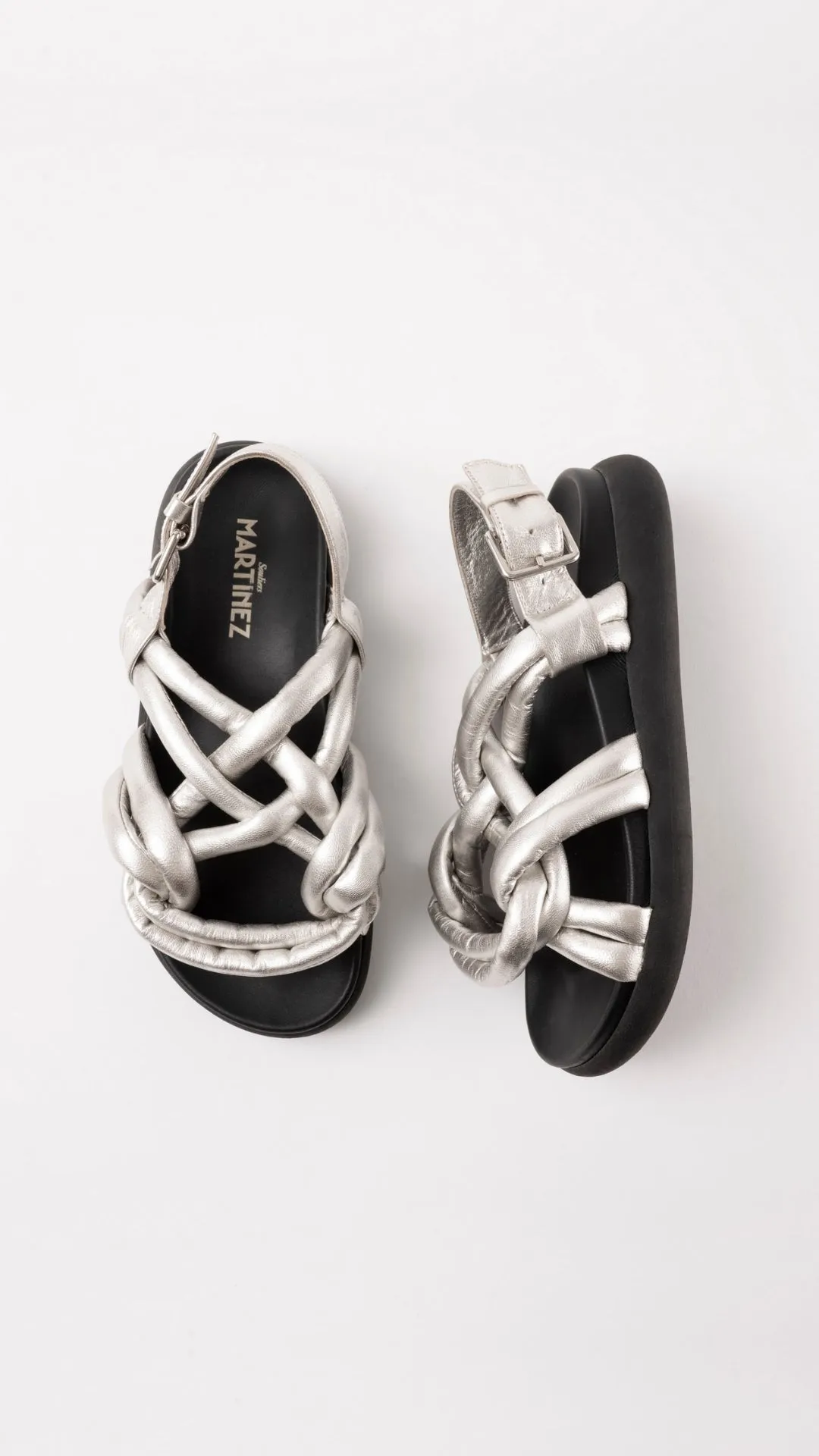 TELVA - Silver Tubular Leather Sandals