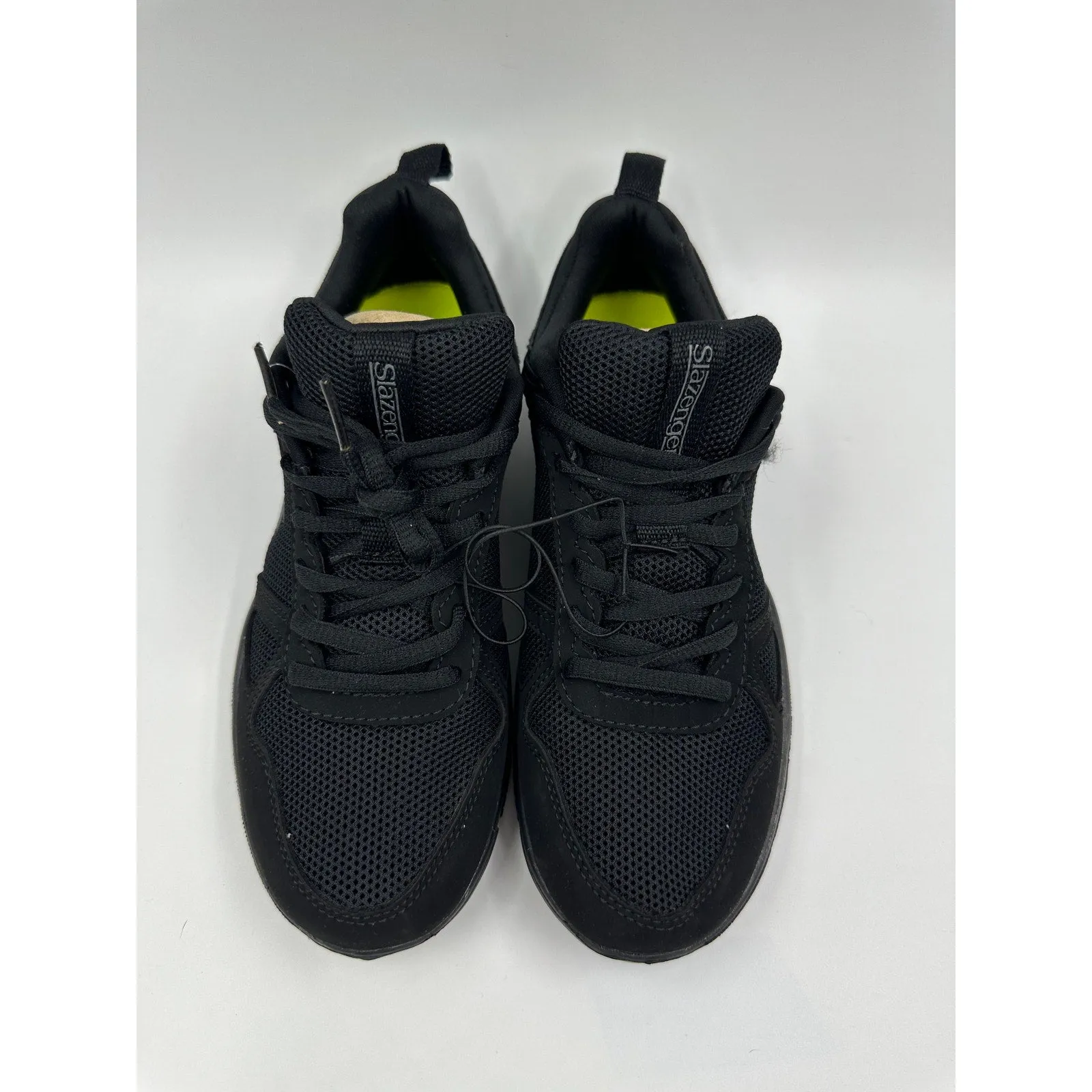 Women's Size 6.5, Black Low Tops with Lime Green Insole Built for the Gym