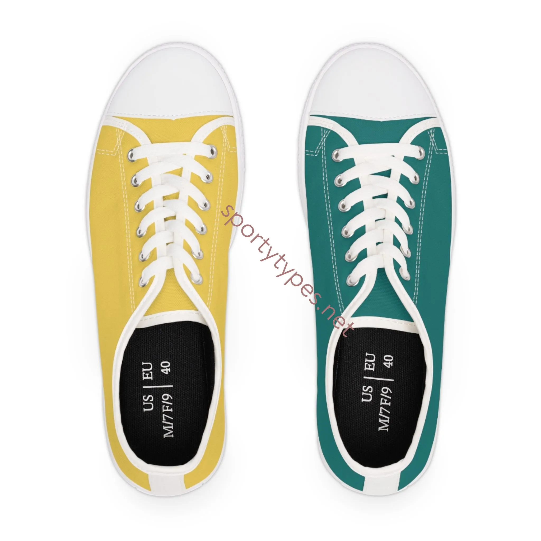 Women's Teal & Mustard Mismatched Low Top Sneakers